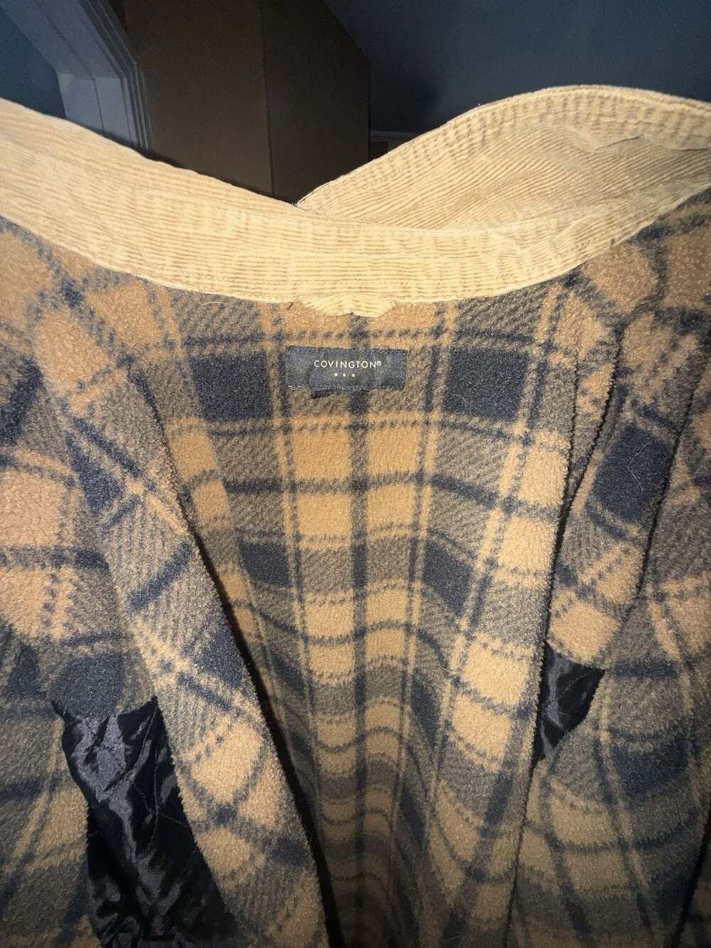 Covington Tan Corduroy Plaid Lined Jacket - Picture 2 of 4